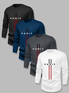 men's heart print long sleeve french terry tee, casual comfy loose round neck t-shirt for fall & winter, men's top for daily wear, longsleeves round neck hoodie