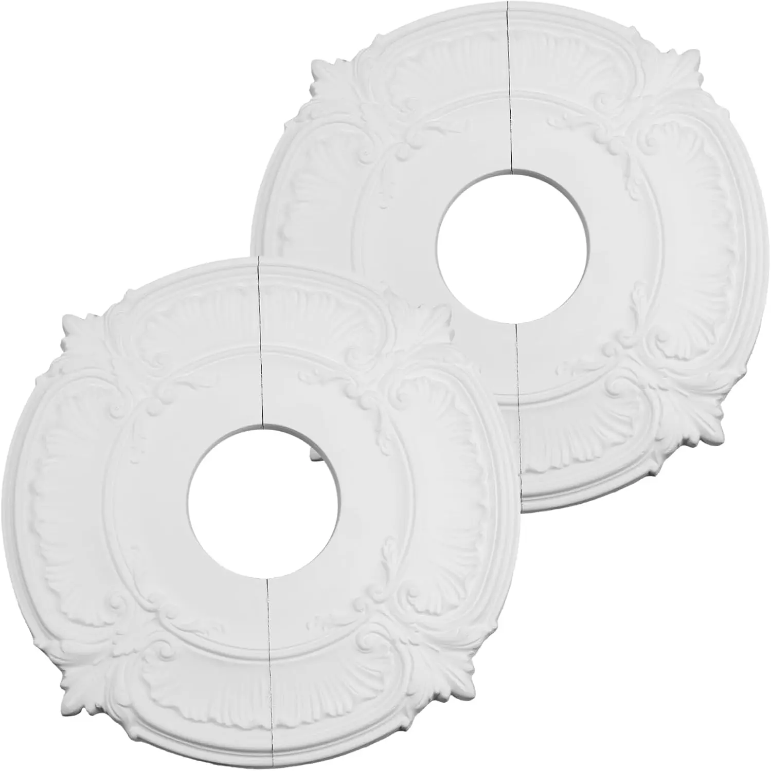 White Split Ceiling Light Medallion Round Home Lighting Ceiling Medallion Home Lighting Ceiling Medallions, 2 PCS