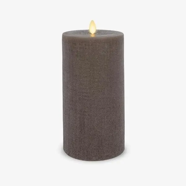 Luminara - Flameless LED Battery Operated Flickering Pillar Candles - Charcoal Gray - Pack of 1-4x8.7- Realistic Moving Flame Real Wax Indoor/Outdoor
