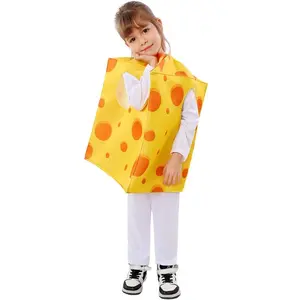 Anime Cheese Cosplay Costume Funny Print Cheese Coat Suit for Boys Girls Theme Party Festival Performance Roleplay Outfit