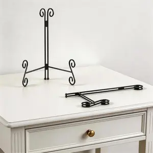 2 Pack 12 Inch Black Metal Plate Display Stand Heavy Duty Easel Holder for Plates Picture Frames Books Artwork Tabletop Decor