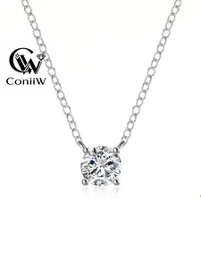 A pair of moissanite Pendant Necklace, Wife Necklace, D Color 1-3 Carat Lab-Grown Diamond, 925 Sterling Silver Jewelry, Perfect for Wedding and Engagement, Fashion Necklace