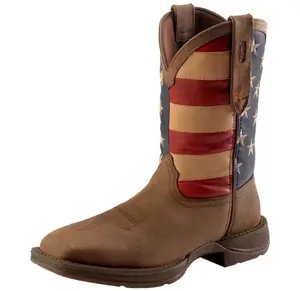 2026 New Fashion National Chunky mid-heel slip-on retro patchwork western cowboy boots for men