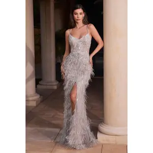 Cinderella Divine -CC2358 V-Neck Sheath Evening Dress