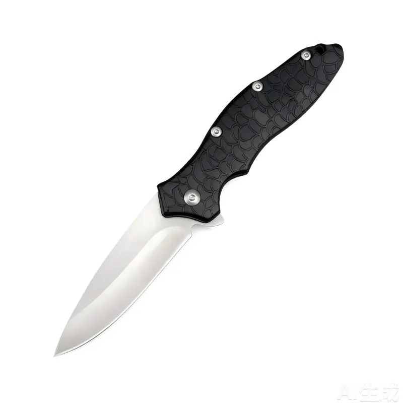 EDC Folding Knife, 18cm 8Cr13MoV Steel Drop-Point Blade, Flipper-Assisted Opening, Liner Lock, Full Tang, Black All-Steel Portable Camping Hiking Tool