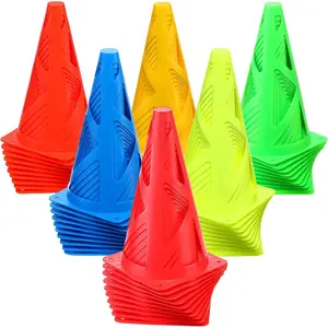 60 count Plastic Agility Cones, 9 Inch Indoor Outdoor   Cone, Soccer Flexible Cone Sets Marker Cones for   , Party, Drills, Basketball, Soccer