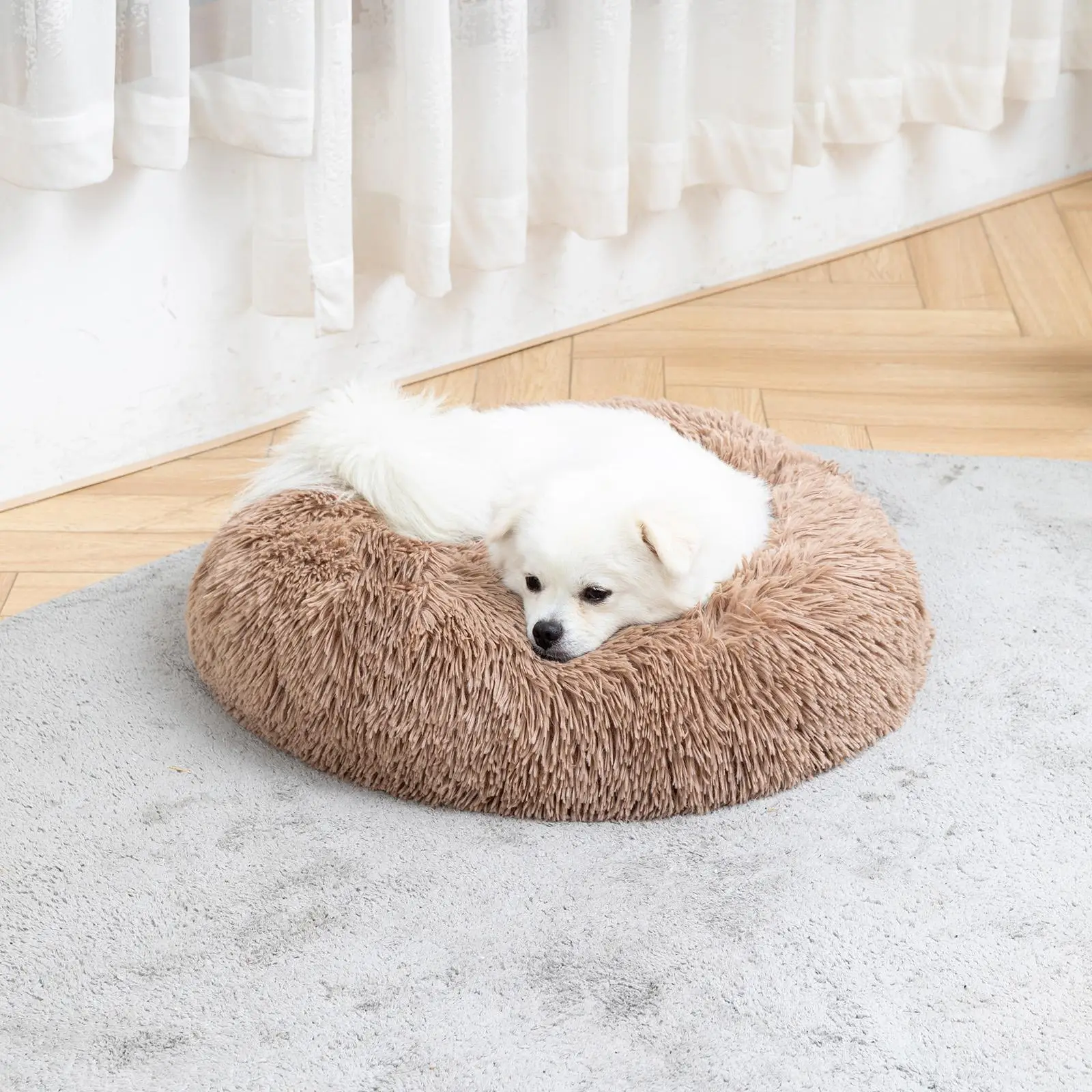Portable Cat Round Plush Bed, 1 Count Soft & Comfortable Pet Nest Bed, Multifunctional Pet Supplies for Indoor Use, Pet Accessories