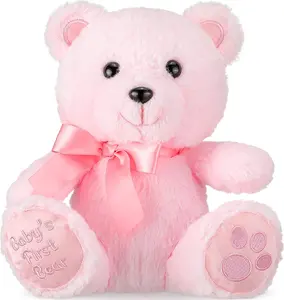 Christmas gift 10 Inch Bear Animal Gift First Bear Baby Shower Plush Toy Stuffed for Shower Wedding Birthday Christmas Favor(Pink)