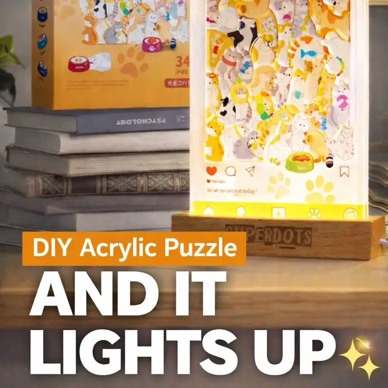 Acrylic Puzzle Night Light | Assemble Yourself | USB LED Desk Lamp