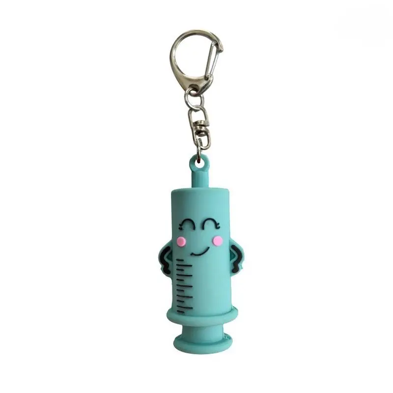 Syringe ampoule bottle opener, soft rubber keychain card holder tag reflective tag keychain, Soft Keychains