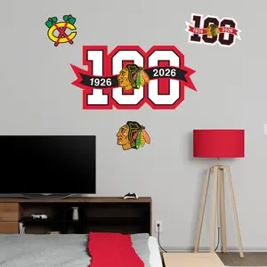 Chicago Blackhawks - RealBig Centennial Logo Collection - Official NHL - Reusable Vinyl Wall Decals