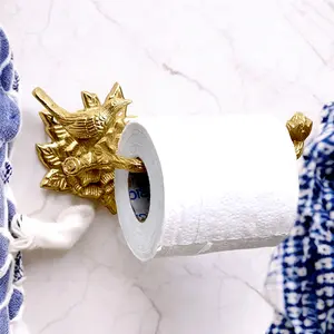 Brass Bird Roll Holder - Brushed/Satin Finish