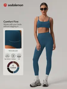 Women's Yoga Fitness Set, Pure Color Quick-Dry Tank Top & High Waist Butt Lifting Running Pants, 2 Piece Workout