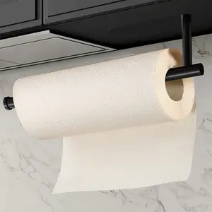 A kitchen tissue rack, wall mounted tissue rack, space saving design, installed under cabinets, also suitable for bathroom towel racks, stainless steel design, minimalist black kitchen tissue rack, cabinet organizer