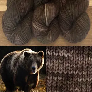 Hand Dyed Worsted Weight Yarn - 100% Superwash Wool - 220 yards/100 grams - Colorway: Brown Bear