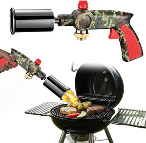 Powerful Propane Torch Gun, Adjustable Flame Thrower Gun, Detachable Flamethrower Cooking Torch for Searing Steak, BBQ, Cooking, Camping, Charcoal lighter(Butane Tank Not Included)