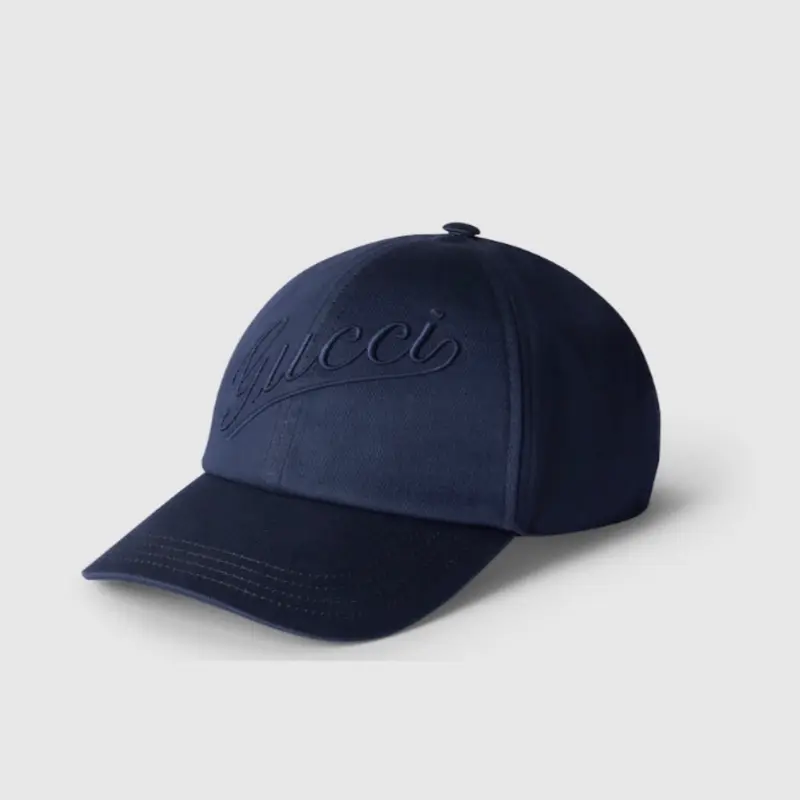 Pre-owned Gucci Canvas Baseball Hat Navy Size Medium