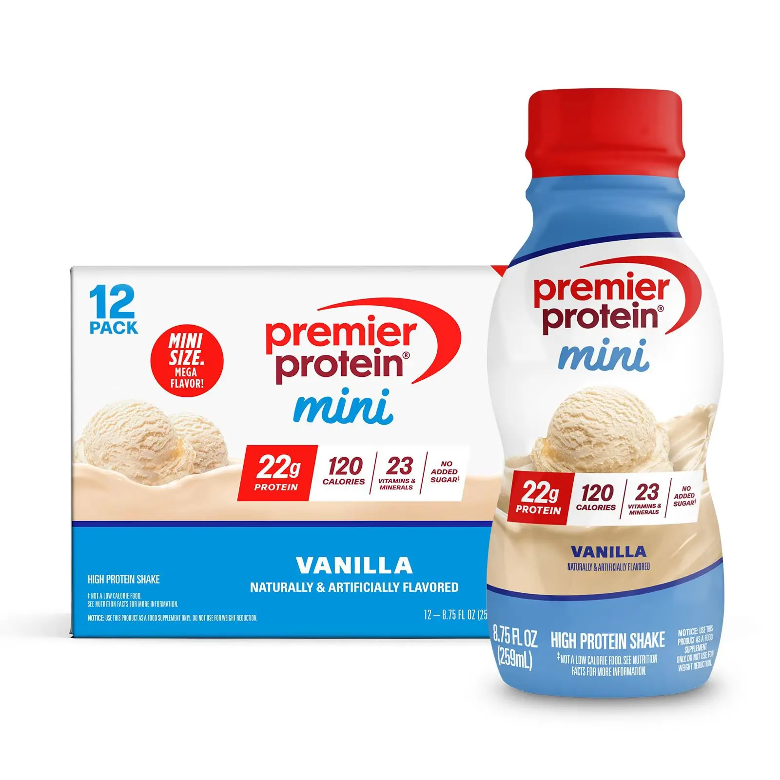 Premier Protein Mini Vanilla Protein Shakes - 8.75 fl. oz., 12-Pack Meal Replacement Drink Premier Protein Mini Vanilla Protein Shakes - 8.75 fl. oz., 12-Pack Meal Replacement Drink