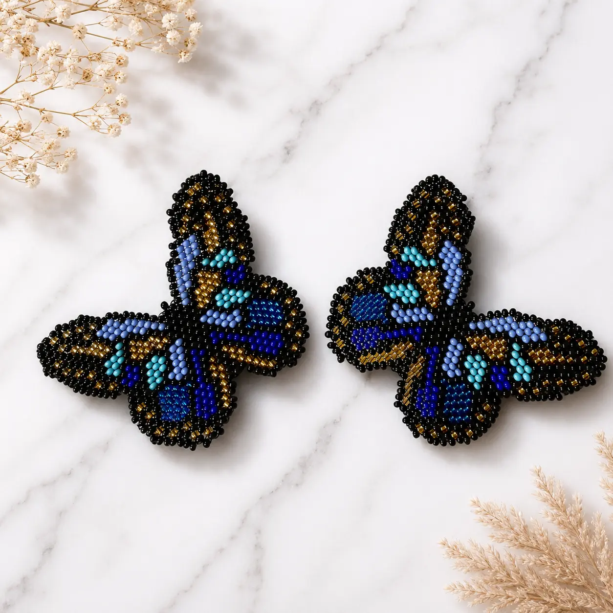 Handmade Monarch Butterfly Beaded Earrings | Premium Artisan Statement Earrings for Women