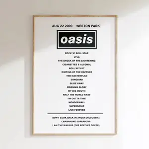 Oasis Music Prints Poster, Favourite Song or Artist Wall Art, 1990s Music Art Print, Home Room Decor