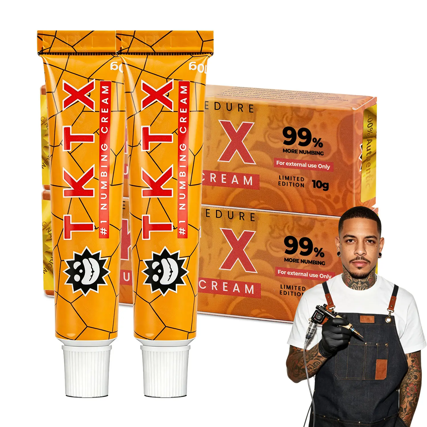 Tattoo Numbing Cream - Gold 99% Limited Edition - Pain Free Tattoos - Effective Numbing Formula for No-Distraction Tattoos
