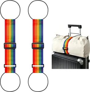 Multi Use Strong Adjustable Luggage Connector Straps for Suitcases,2 Pack Flexible Luggage Accessories Elastic Fastening Bag Strap