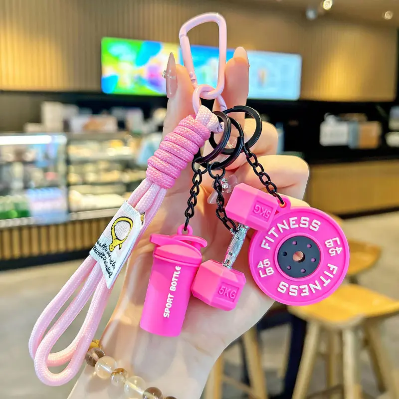 Fitness Keychain Set, MSilicone Dumbbell Kettlebell Weight Plate Keychains, Cute Keychain Gym Accessories for Men Women keychain  gift high quality fashion jewelry jew lery