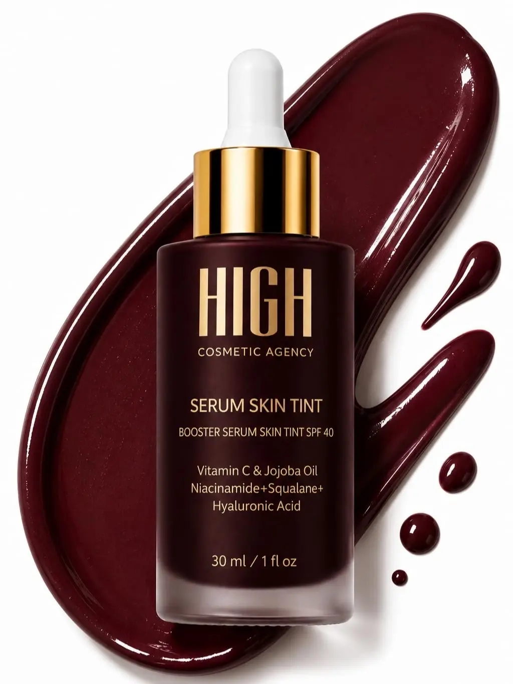 High Cosmetic Agency Booster Serum Skin Tint SPF 40 - Dark Monogyna | Tinted Moisturizer with Niacinamide, Vitamin C & Hyaluronic Acid