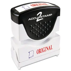 Consolidated Stamp  Accustamp2 Shutter Stamp with Anti Bacteria- Red-Blue- ORIGINAL- 1.63 x .5