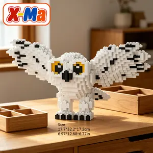 Cute Snowy Owl Building Blocks Set - 3D White Owl Micro Brick Animal DIY Toy Gift for Home Decor & Collectors