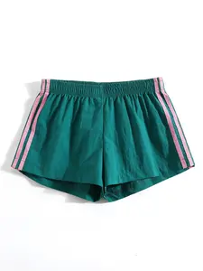 Women's Quick-Dry Breathable Sport Shorts, Summer Vintage Casual Loose Fit Elastic Waist Wide Leg Pants, Striped Design