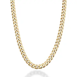 Solid 18K Gold Over 925 Sterling Silver Italian 5mm Diamond-Cut Cuban Link Curb Chain Necklace for Women Men, Made in Italy