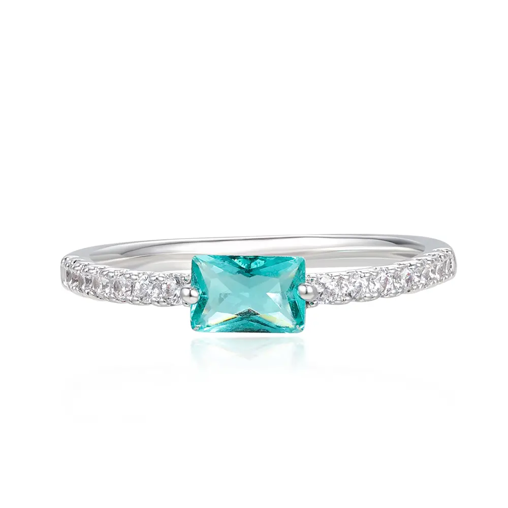 Trendolla Dainty Fine Diamond Silver Ring Stackable Light Luxury Ring Cube Zirconia Ring Engagement Ring