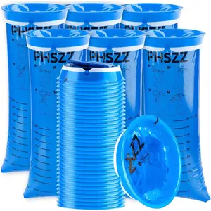 40 Pack Vomit Bags Disposable, Leak Resistant Barf Bags, Portable Blue Vomit Bag, 1000 Ml Emesis Puke Throw Up Nausea Motion Sickness Bag for Car, Aircraft, Taxi