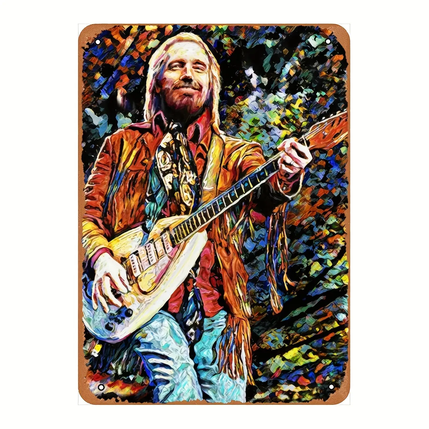 Retro Vintage Tom Petty Music Handmade Iron Metal Tin Sign (12x8 in) - Distressed Wall Art Painting, Rustic Lightweight Home Interior Room Decor, Durable Ready-to-Hang Decoration, Artistic Gift for Music Fans