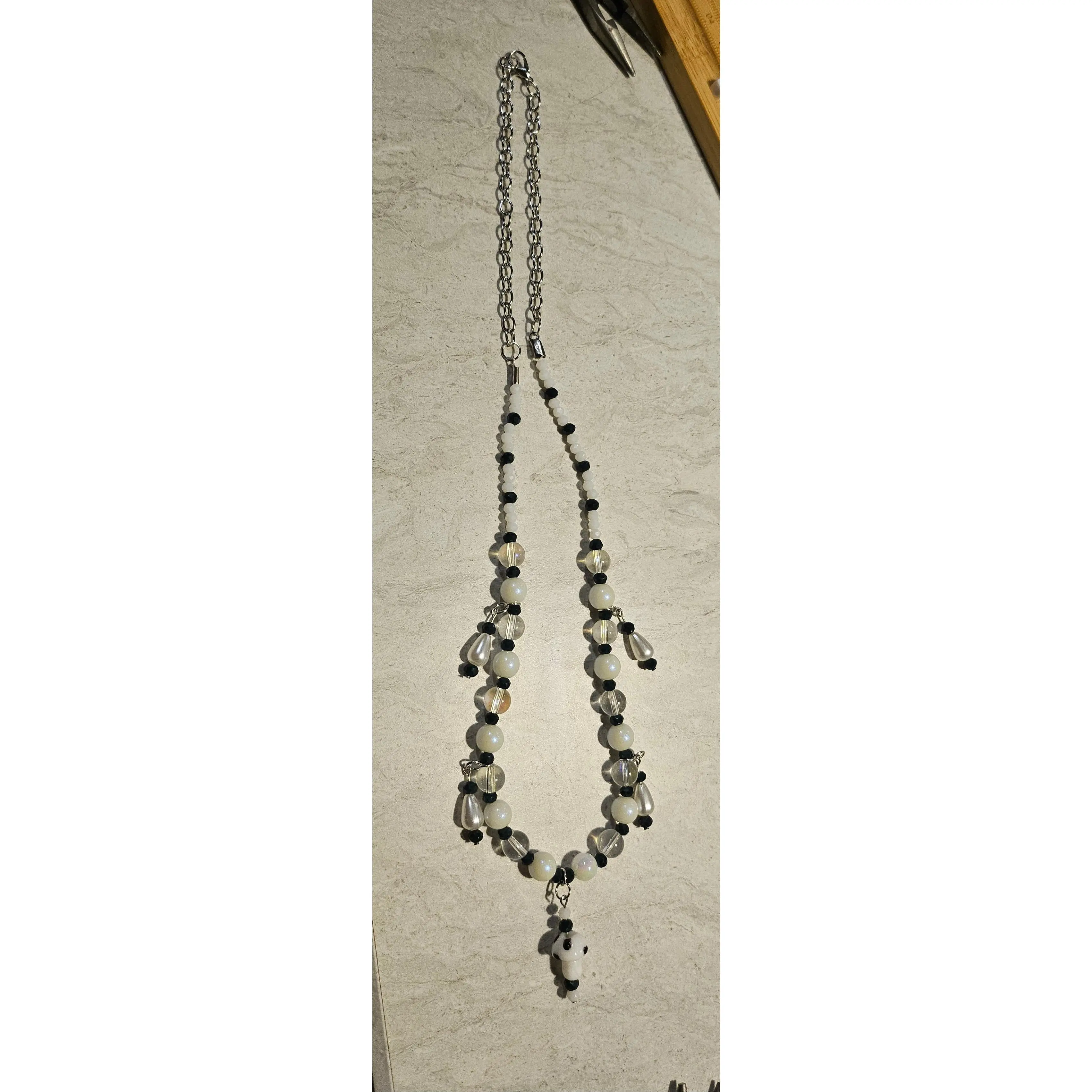 White Mushroom 10" Dangly Necklace