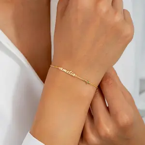 AS108 Custom Name and Cross Bracelet, Personalized Christian Jewelry, Gift for Her, Religious Keepsake Gift