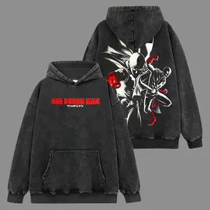 [One Punch Man] Saitama Hoodie-Shirt Premium 100% Acid Wash , One Punch Man Fans, Anime Graphic Hoodie, Anime Fan Merch, Streetwear Hoodie Unisex Oversize Gift for Anime Lovers Oversized