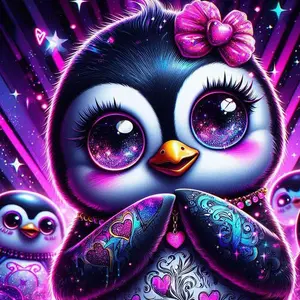 Cartoon Penguin Pattern DIY Diamond Arts Colorful Painting Kit without Frame, DIY 5D Diamond Arts Colorful Painting Kit, Wall Art Decor for Home, Diamond Painting Kits