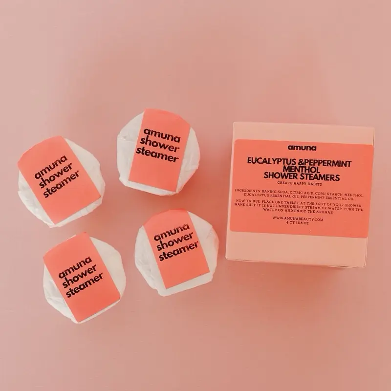 AMUNA Xtra Strong Menthol Shower Steamers - 4 Pack of Eucalyptus & Peppermint for a Refreshing Shower Experience