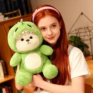 Cute Green Dinosaur Plush Toy with Jacket, Soft Face, Can Be Used as a Pillow, Doll, or Bedside Decoration, Ideal for Birthday, Christmas, New Year, and Valentine's Day Gifts