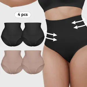 4PCS High-Waist Shapewear Panties for Women Seamless Control Briefs Tummy Slimming  Butt Lifting Underwear Breathable Everyday  Womenswear