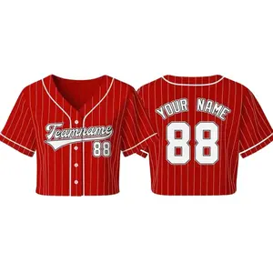 Custom Women’s Baseball Jersey Crop Top – Personalized Name & Number, Bachelorette & Team Matching Outfit