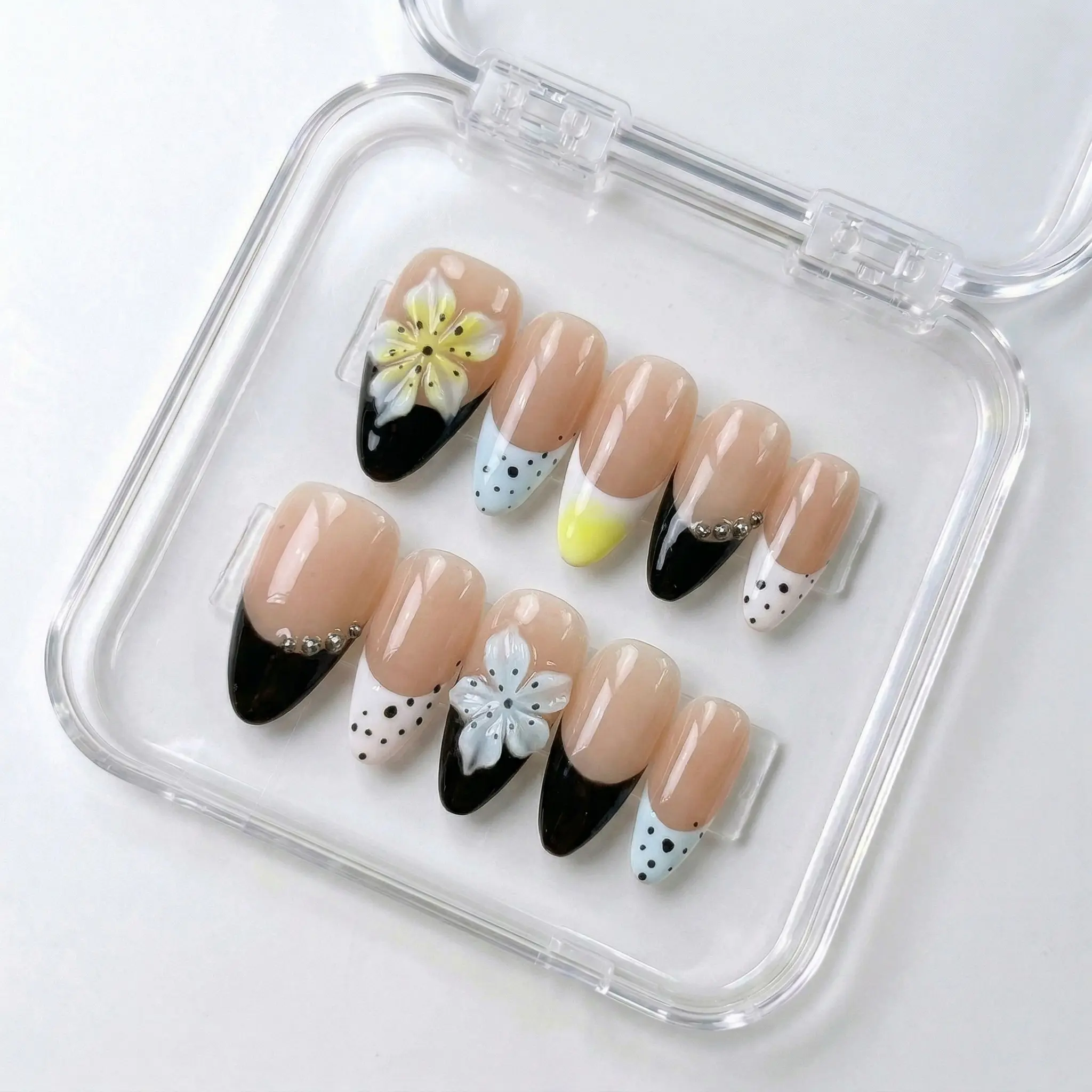 Floral French Tip Nails