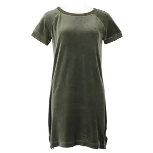 Pre-owned GUCCI Velvet Small Leather Goods Velour Side Line Dress Khaki