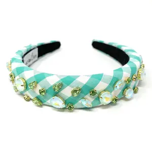 Pastel Green Gingham Padded Headband
