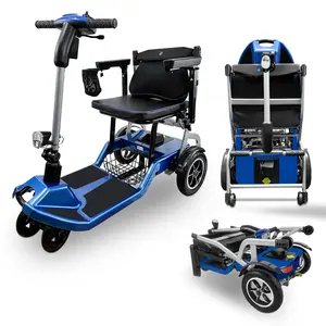 ZiiLIF R3b - Blue Ultra Lightweight (37.5 lb) Folding Powered Mobility Scooter for Senior/Adult- Easy for Travel - Airlines Approved