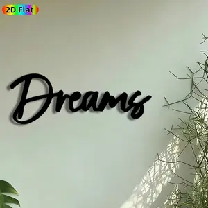 1pc "Dreams" Calligraphy Metal Wall Art, Script Dreams Statue Mural, Artistic Metalwork, Intricate Craftsmanship, Perfect for Graduation, Housewarming Decor, Perfect for Bedroom Office Studio Decor, Ideal Gift for Dreamers & Aspirants.