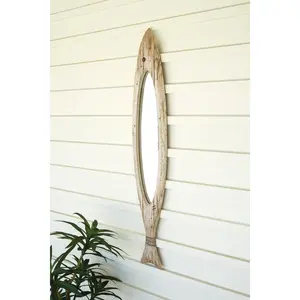 carved wooden fish mirror