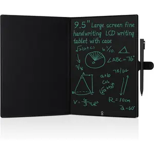 LCD Writing Tablet 9.5 Inch with Leather Case Full Screen Reusable Digital Notepad Portable for Adult Kids Home Office School Supplies